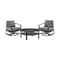 Armen Living Aileen 3 Piece Patio Outdoor Swivel Seating Set in Black Aluminum with Gray Wicker and Cushions 840254332645 - alternate 1